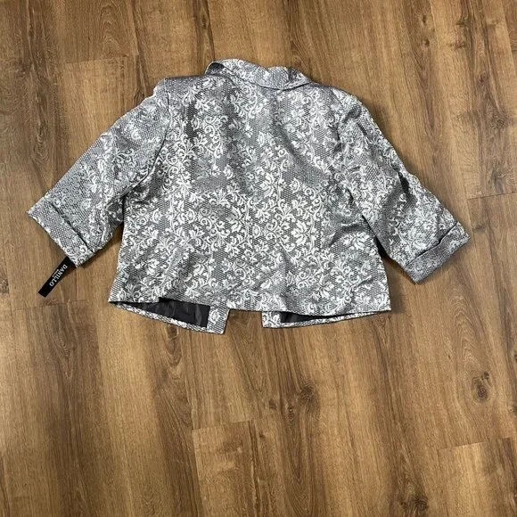 NEW Danillo 2-Piece Dress Suit Jacket Silver Brocade Size 20W - Picture 10 of 16
